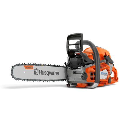 Husqvarna 550 XP Mark II petrol chainsaw angled view

