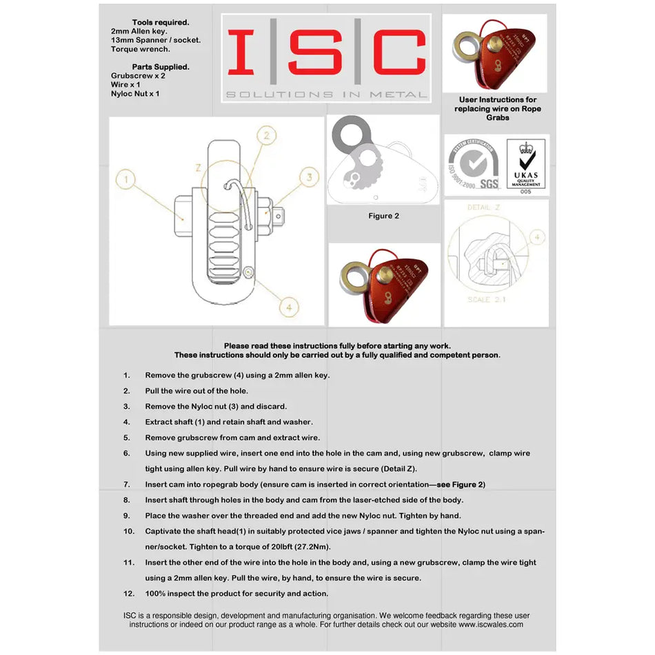 ISC Rope Grab Service Kit - Skyland Equipment Ltd