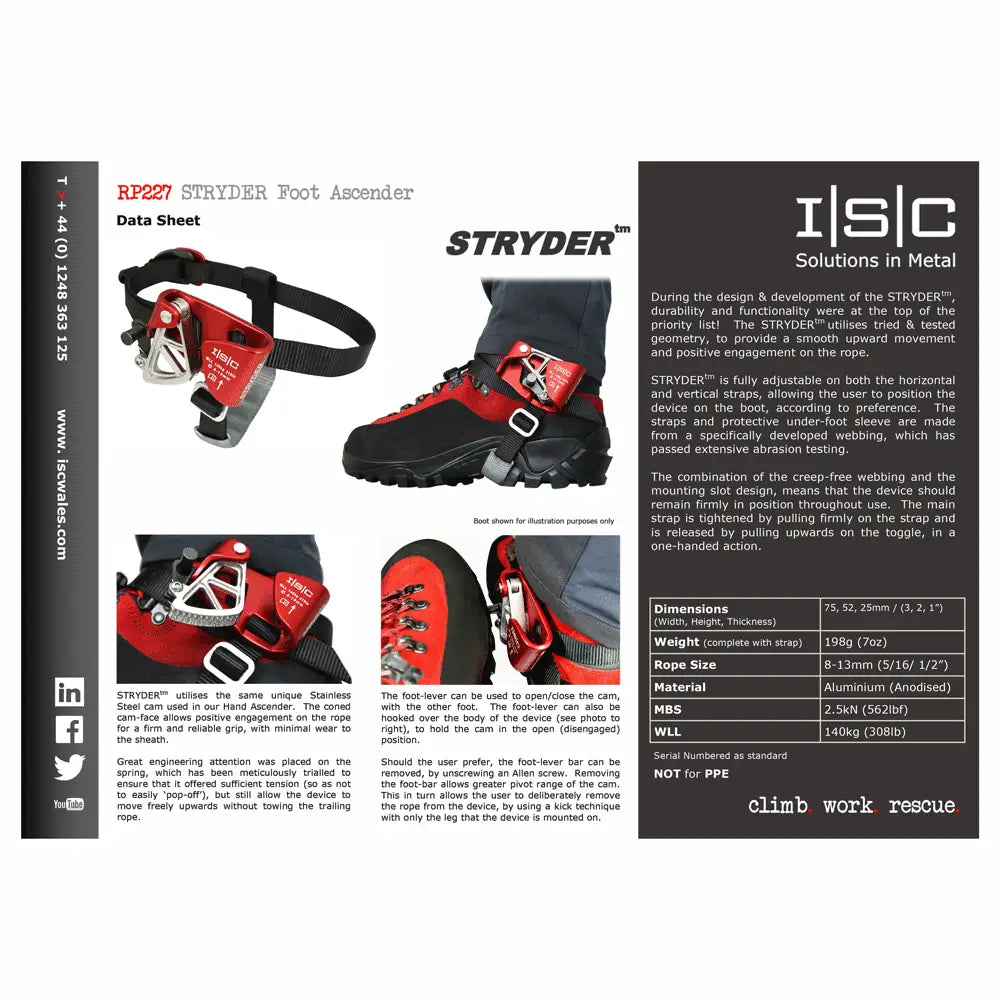 ISC Stryder Foot Ascender - Skyland Equipment Ltd