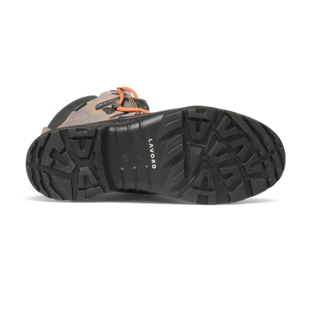 Lavoro EliTree chainsaw boot – sole view showing grip pattern and PU rubber outsole
