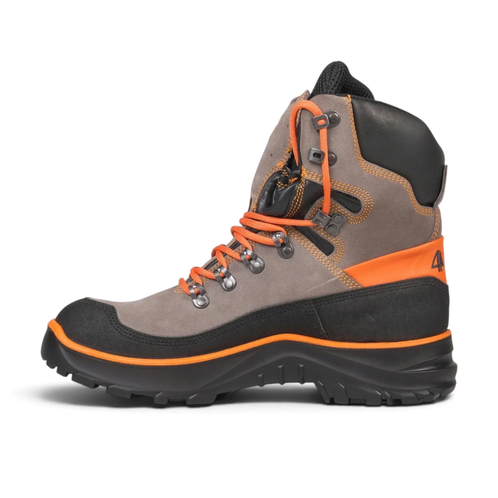 Lavoro EliTree chainsaw boot – side profile showing steel toe cap and leather upper

