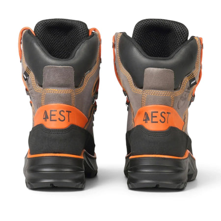 Lavoro EliTree chainsaw boot – rear view showing heel construction and ankle support
