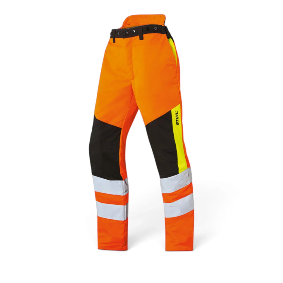 Stihl MS Protect Hi-Vis Chainsaw Trousers Front Type A - Skyland Equipment Ltd
