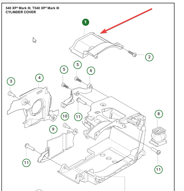 Top Cover (Cylinder) - Husqvarna T540 XP MARK III - Cylinder Cover