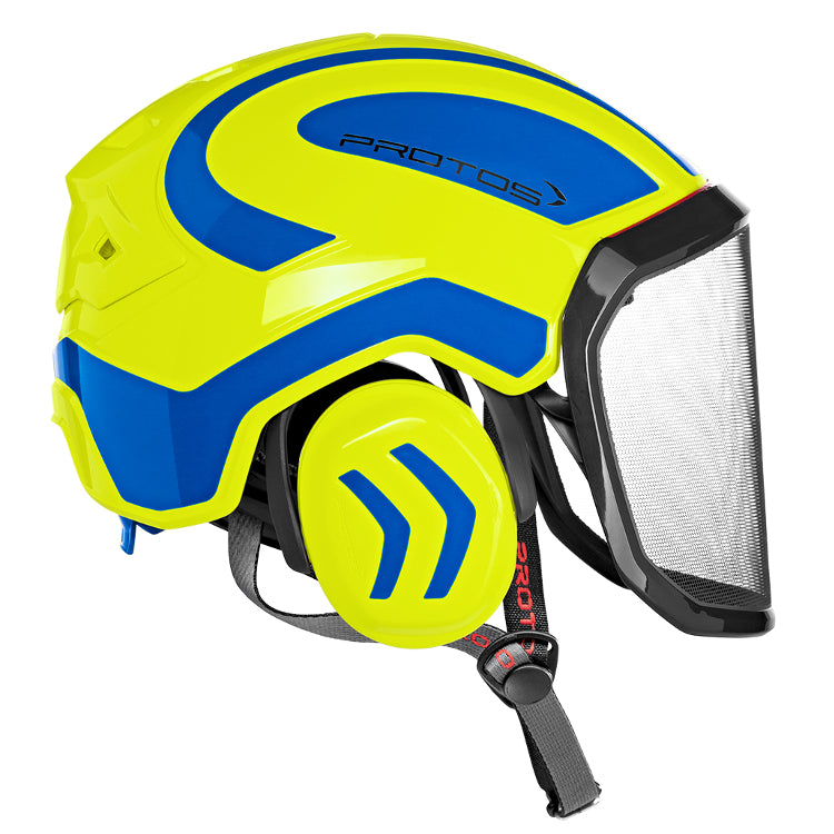 Protos Arborist Integral Helmet - Neon Yellow / Blue - Skyland Equipment Ltd